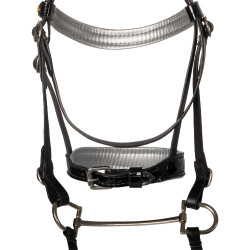 Brida de cuero brillante para hobby horse Equestro Negro
