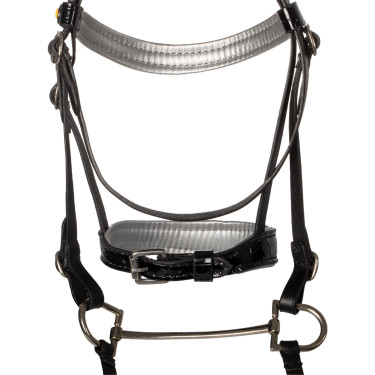 Brida de cuero brillante para hobby horse Equestro Negro