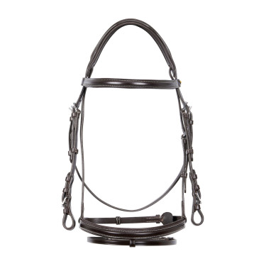 Brida de salto Equestro de cuero inglés Marrón oscuro Marr&amp;amp;amp;oacute;n