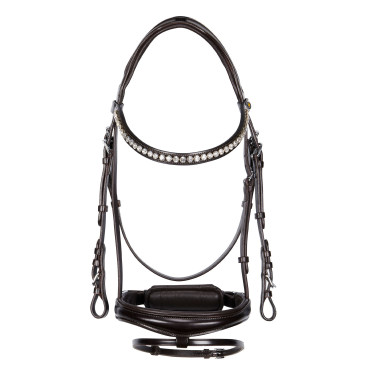Brida inglesa Equestro de cuero con strass nueva Marrón oscuro Marrón Brida inglesa Equestro de cuero con strass nueva Marrón oscuro Marrón