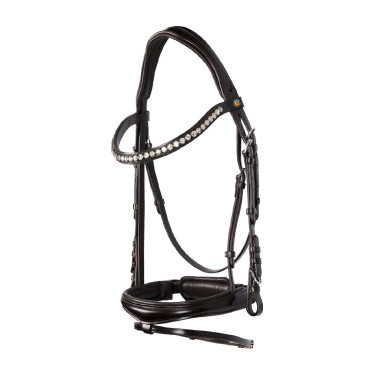 Brida inglesa Equestro de cuero con strass nueva Marrón oscuro Marrón Brida inglesa Equestro de cuero con strass nueva Marrón oscuro Marrón