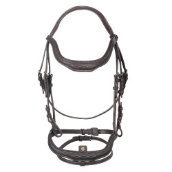 Brida inglesa de cuero suave Equestro con pespuntes decorativos Marrón oscuro Marrón Brida inglesa de cuero suave Equestro con pespuntes decorativos Marrón oscuro Marrón