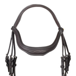 Brida inglesa de cuero suave Equestro con pespuntes decorativos Marrón oscuro Marrón Brida inglesa de cuero suave Equestro con pespuntes decorativos Marrón oscuro Marrón