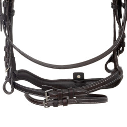 Brida inglesa de cuero suave Equestro con pespuntes decorativos Marrón oscuro Marrón Brida inglesa de cuero suave Equestro con pespuntes decorativos Marrón oscuro Marrón