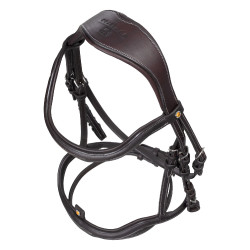 Brida inglesa de cuero suave Equestro con pespuntes decorativos Marrón oscuro Marrón Brida inglesa de cuero suave Equestro con pespuntes decorativos Marrón oscuro Marrón