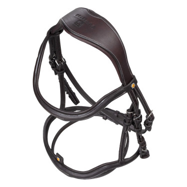 Brida inglesa de cuero suave Equestro con pespuntes decorativos Marrón oscuro Marrón Brida inglesa de cuero suave Equestro con pespuntes decorativos Marrón oscuro Marrón