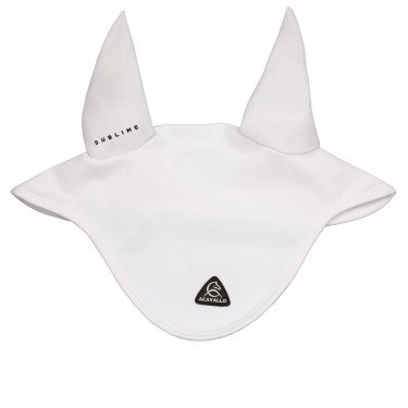 Capucha antimoscas Acavallo Sublime de spandex con parche del logo de silicona Blanco