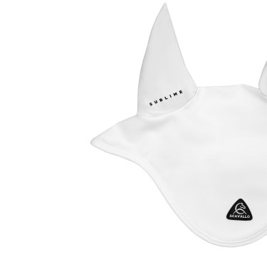 Capucha antimoscas Acavallo Sublime de spandex con parche del logo de silicona Blanco