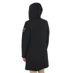 Chaqueta larga de mujer Equestro repelente al agua y cortavientos Negro