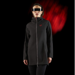 Chaqueta larga impermeable mujer Equestro Ridertechnology Negro