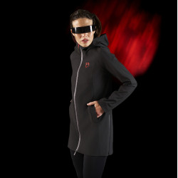 Chaqueta larga impermeable mujer Equestro Ridertechnology Negro
