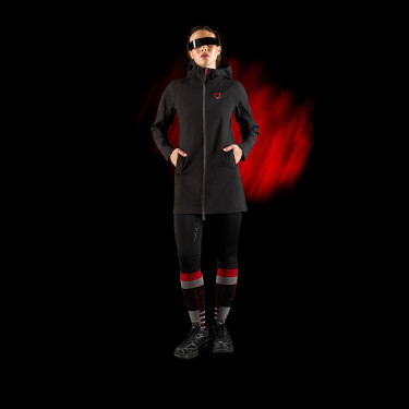 Chaqueta larga impermeable mujer Equestro Ridertechnology Negro