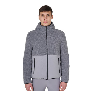 Chaqueta impermeable para hombre con inserciones de tejido Teddy Equestro Gris escarchado Chaqueta impermeable para hombre con inserciones de tejido Teddy Equestro Gris escarchado