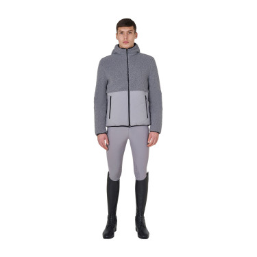 Chaqueta impermeable para hombre con inserciones de tejido Teddy Equestro Gris escarchado Chaqueta impermeable para hombre con inserciones de tejido Teddy Equestro Gris escarchado