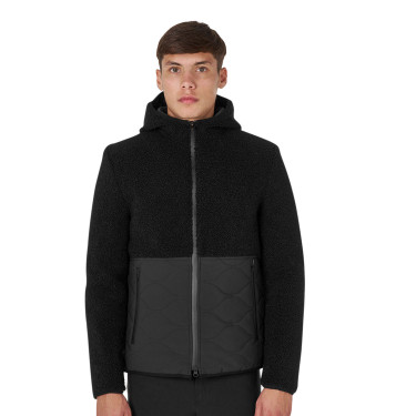 Chaqueta impermeable para hombre con inserciones de tejido Teddy Equestro Negro Chaqueta impermeable para hombre con inserciones de tejido Teddy Equestro Negro