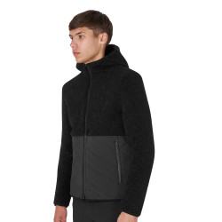 Chaqueta impermeable para hombre con inserciones de tejido Teddy Equestro Negro Chaqueta impermeable para hombre con inserciones de tejido Teddy Equestro Negro