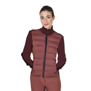Chaqueta Equestro para mujer de nailon y punto con cremallera Castaño Marrón Chaqueta Equestro para mujer de nailon y punto con cremallera Castaño Marrón