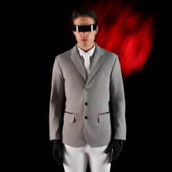Chaqueta de concurso para hombre Equestro Ridertechnology con costuras termoselladas Pájaro burlón Gris