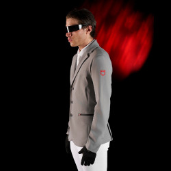 Chaqueta de concurso para hombre Equestro Ridertechnology con costuras termoselladas Pájaro burlón Gris