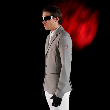 Chaqueta de concurso para hombre Equestro Ridertechnology con costuras termoselladas Pájaro burlón Gris