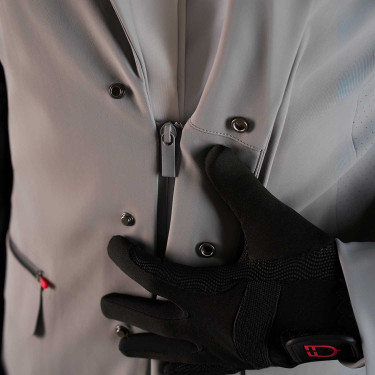 Chaqueta de concurso para hombre Equestro Ridertechnology con costuras termoselladas Pájaro burlón Gris