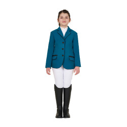 Chaqueta de concurso Equestro para niña en tejido técnico Azul coral