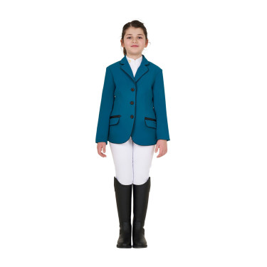 Chaqueta de concurso Equestro para niña en tejido técnico Azul coral Chaqueta de concurso Equestro para niña en tejido técnico Azul coral