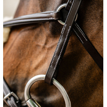 Brida Grackle en forma de 8 Horseware con muserola cruzada Castaño Marr&amp;amp;amp;oacute;n