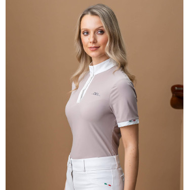 Polo de concurso de manga corta para mujer Horseware AA Mira Ostra Gris
