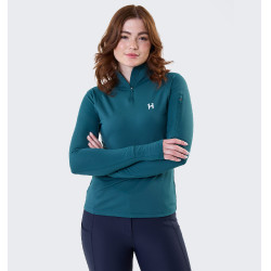 Polo con cremallera 1/4 Horseware invierno Strive mujer Verde dinastía