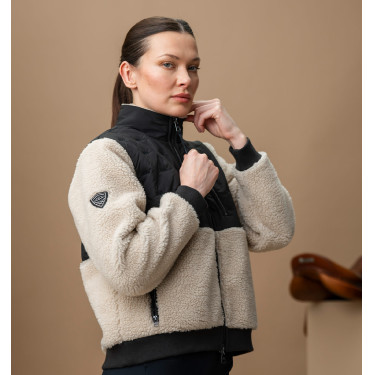 Forro polar Horseware AA Lorenza con cremallera para mujer Color arena / negro Amarillo Forro polar Horseware AA Lorenza con cremallera para mujer Color arena / negro Amarillo