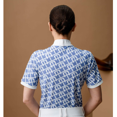 Polo de competición Horseware AA Alcina de manga corta Estampado azul monograma Motifs