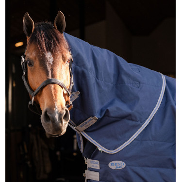Cubrecuellos de cuadra Horseware Rhino 200g Negro / gris titanio / azul clásico Cubrecuellos de cuadra Horseware Rhino 200g Negro / gris titanio / azul clásico