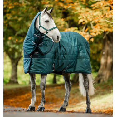 Cubrecuellos de cuadra Horseware Amigo Ripstop Insulator 200g Verde dinastía / marino / plata