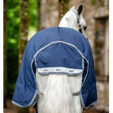 Manta Horseware Rhino Plus Poney Turnout 0g Negro / gris titanio / azul clásico