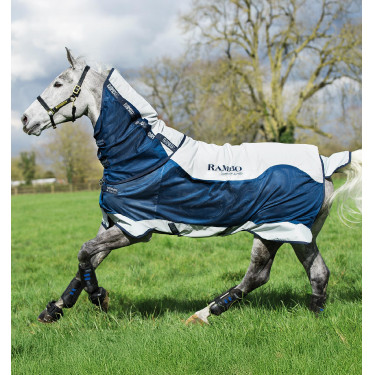 Cobertura Horseware Rambo Summer Series V-Front Azúl marino / gris