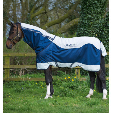 Cobertura Horseware Rambo Summer Series V-Front Azúl marino / gris