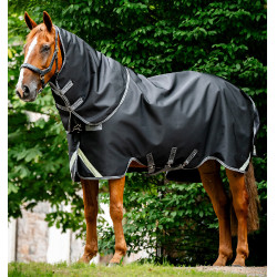 Manta Horseware Rambo 1680D Turnout Plus 100g Negro / tormenta / gris plateado