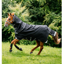 Manta Horseware Rambo 1680D Turnout Plus 100g Negro / tormenta / gris plateado