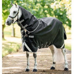 Manta Horseware Rambo 1680D Turnout Plus 100g Negro / tormenta / gris plateado