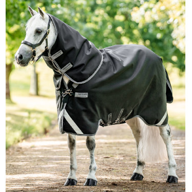 Manta Horseware Rambo 1680D Turnout Plus 100g Negro / tormenta / gris plateado