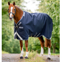 Manta Horseware Rambo 1680D Turnout 50g Marino / tormenta / gris plateado Azul marino