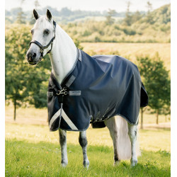 Manta Horseware Rambo 1680D Turnout 50g Marino / tormenta / gris plateado Azul marino