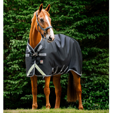 Manta Horseware Rambo 1680D Turnout 450g VL Negro / tormenta / gris plateado