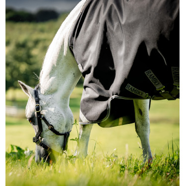 Manta Horseware Rambo 1680D Turnout 450g VL Negro / tormenta / gris plateado