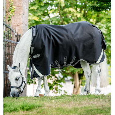 Manta Horseware Rambo 1680D Turnout 250g VL Negro / tormenta / gris plateado