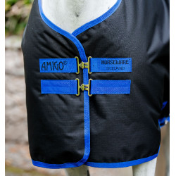 Manta Horseware Amigo Ripstop 900D Plus Poney Turnout 100g Negro / azul clásico