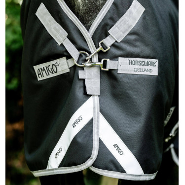 Manta Horseware Amigo 1200D XL Turnout 50g Negro / gris titanio / plata