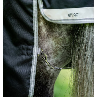 Manta Horseware Amigo 1200D Turnout Plus 50g Negro / gris titanio / plata