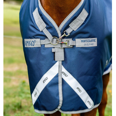 Manta Horseware Amigo 1200D Turnout 100g Marino / gris titanio / plata Azul marino